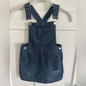NWOT DKNY Pinstriped Denim Overall Dress Sz. 5